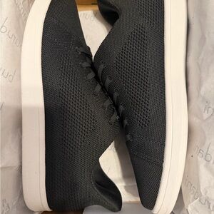 Women's Black Knit Slip-On Loafers with White Sole